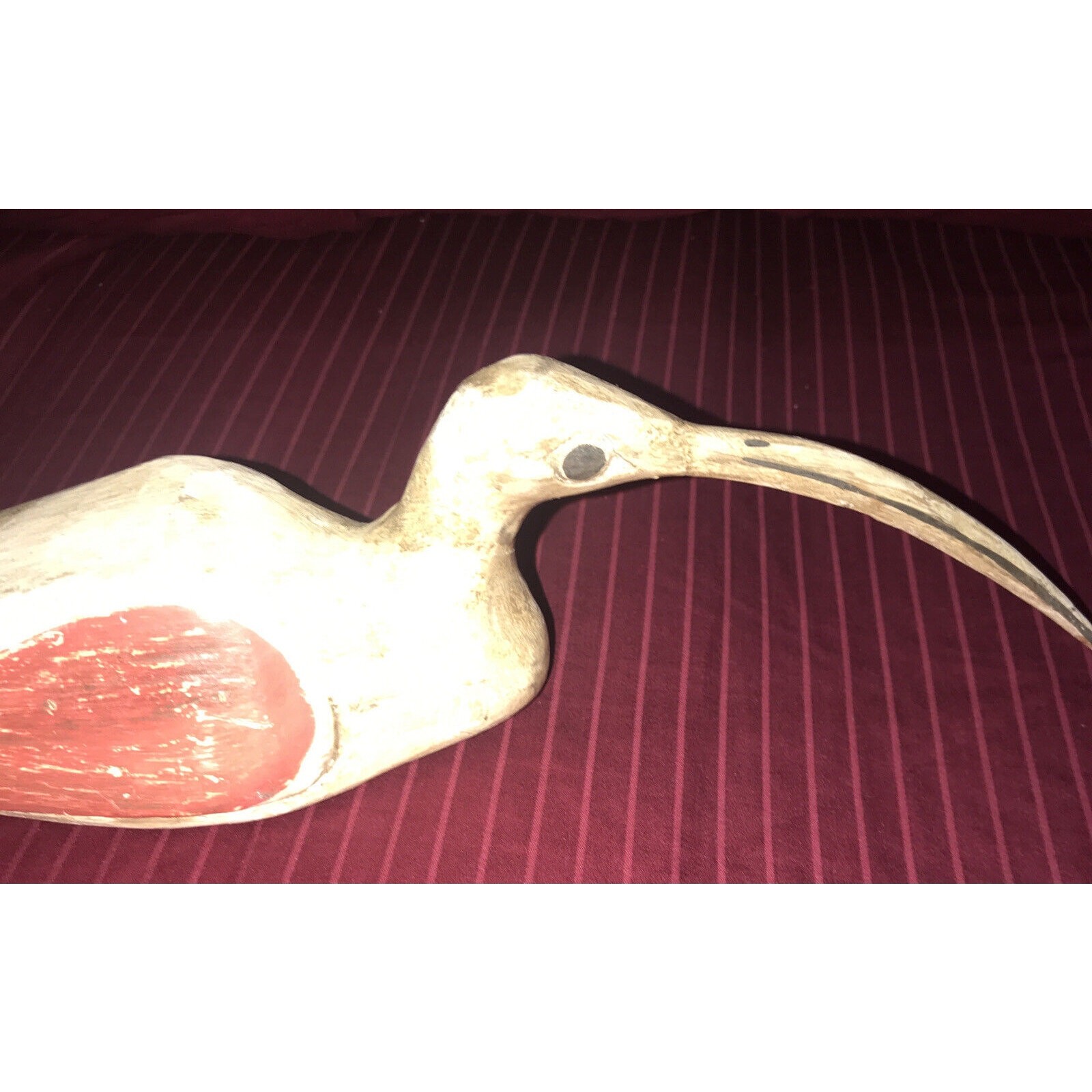 Vtg. Hand Made Folk Art Shorebird Curved Bill Bird Decoy Hand Painted