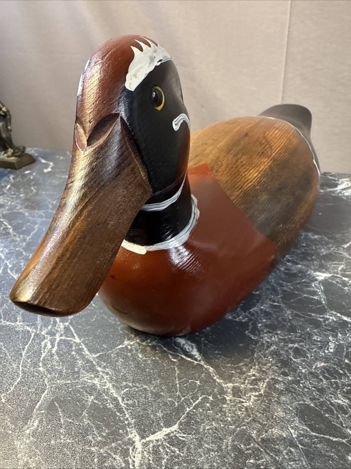 Vintage Wood Duck HANDCRAFTED SOLID WOOD COLLECTIBLE / Beautiful