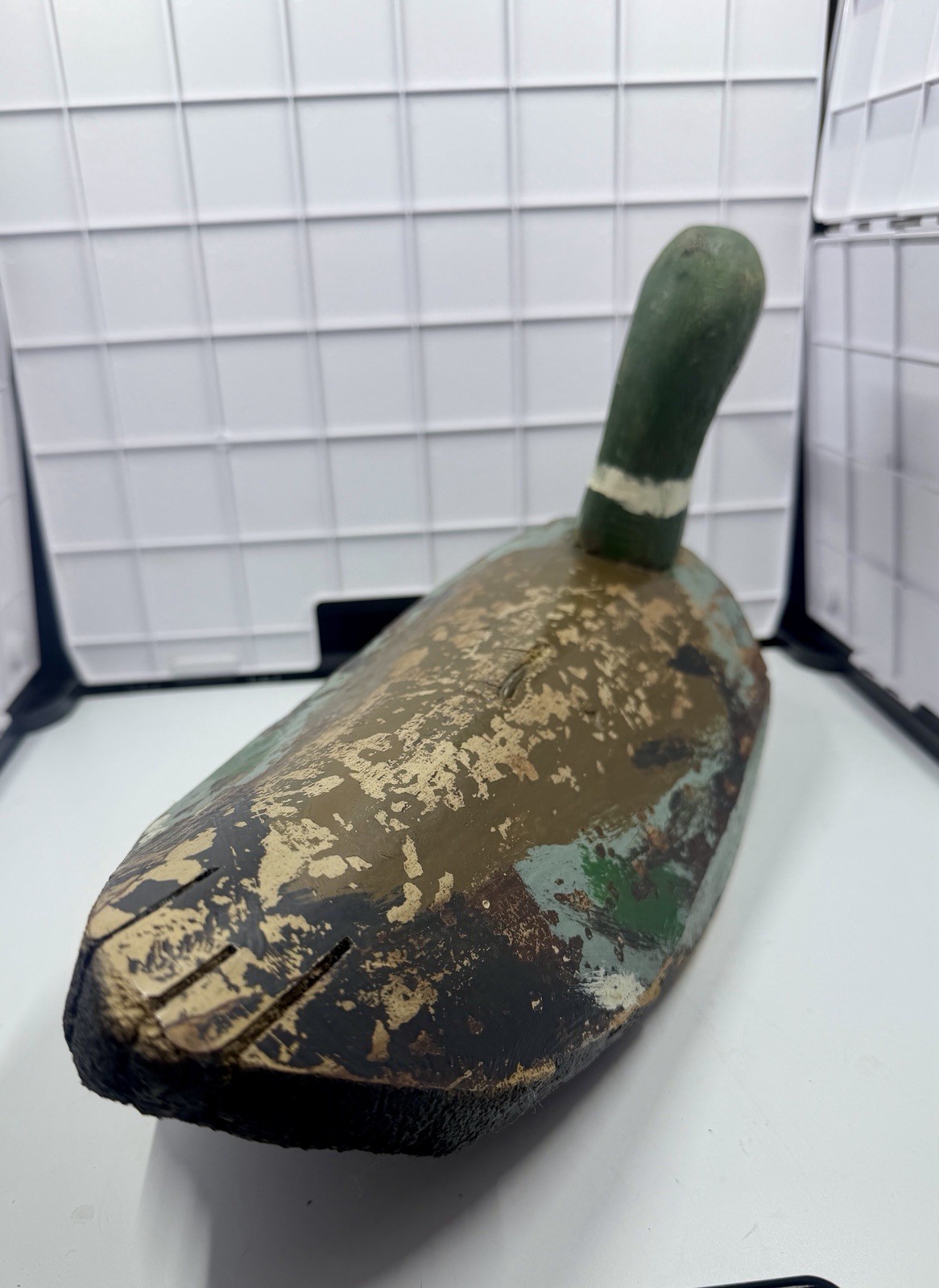 Antique Currituck NC Wooden Duck Decoy Fluted Tail Mallard Drake VTG Folk Art