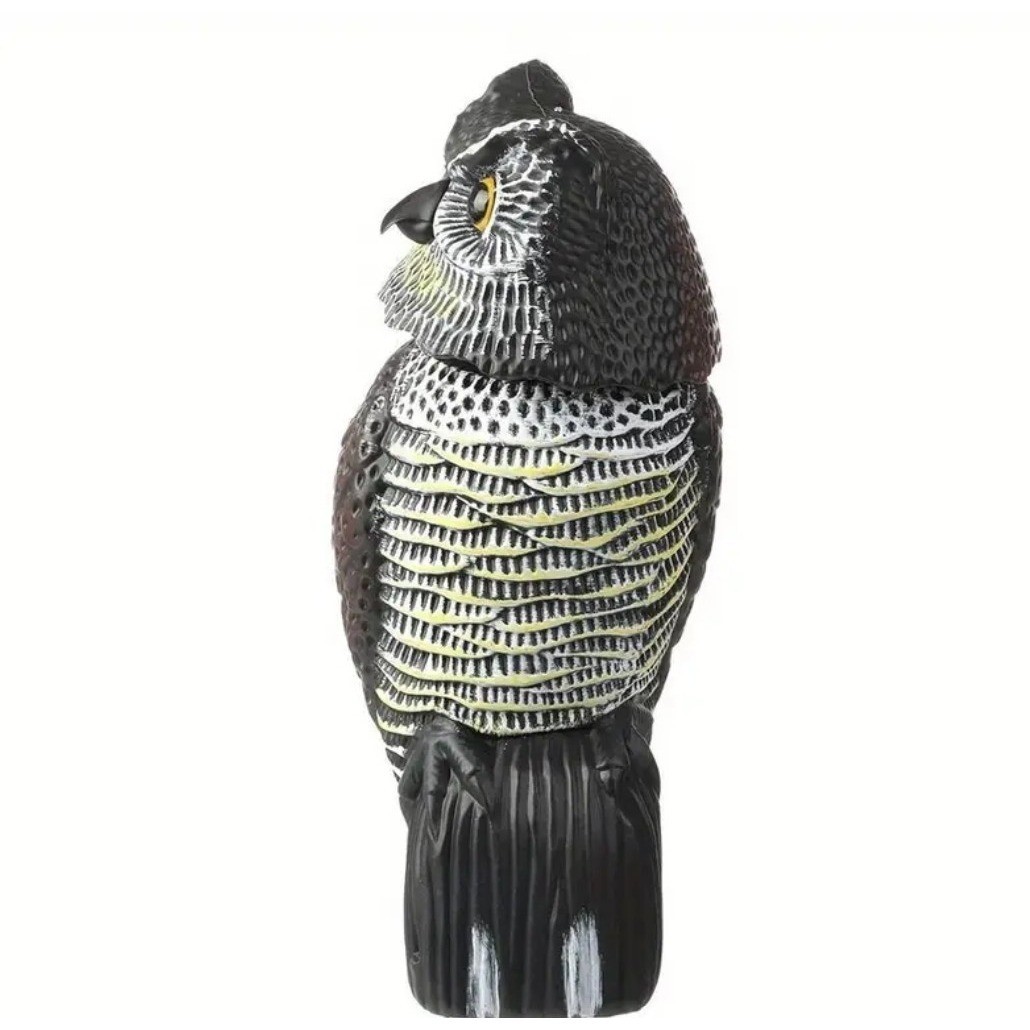 Plastic Owl Decoy Bird Control Garden Yard Outdoor with Rotating Head