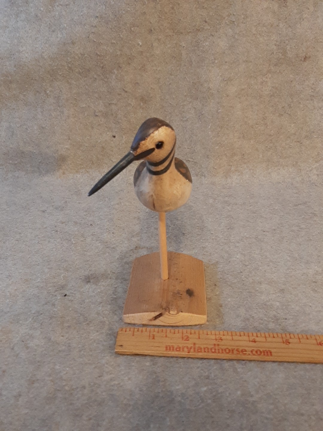 Vintage Carved Shorebird Decoy branded & Signed Jerry Hutchins Sport’en Art 102