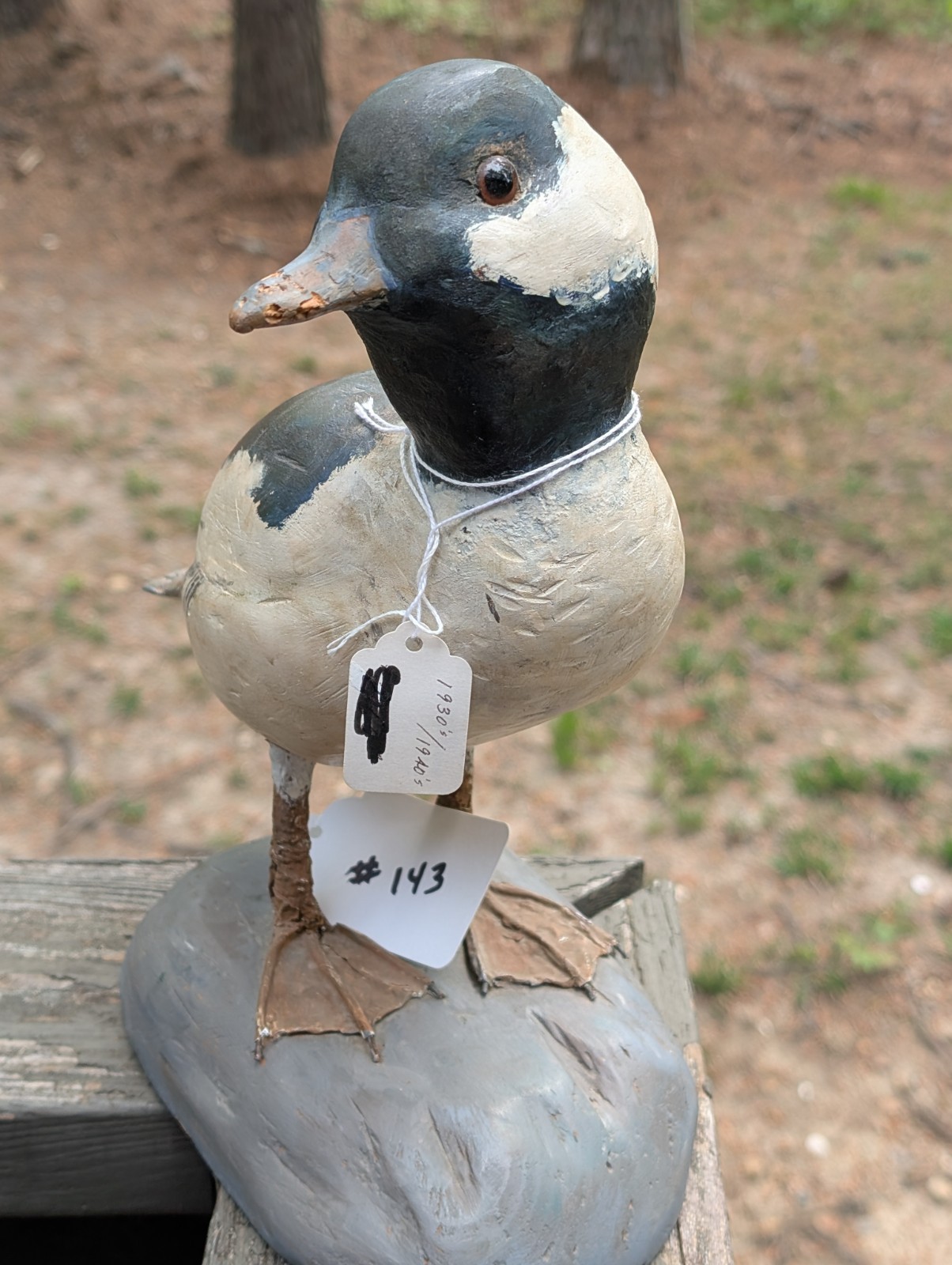 VINTAGE CARVED WOODEN HUNTING DUCK DECOY FOR SALE #143 BUFFLEHEAD WEST BRANCH