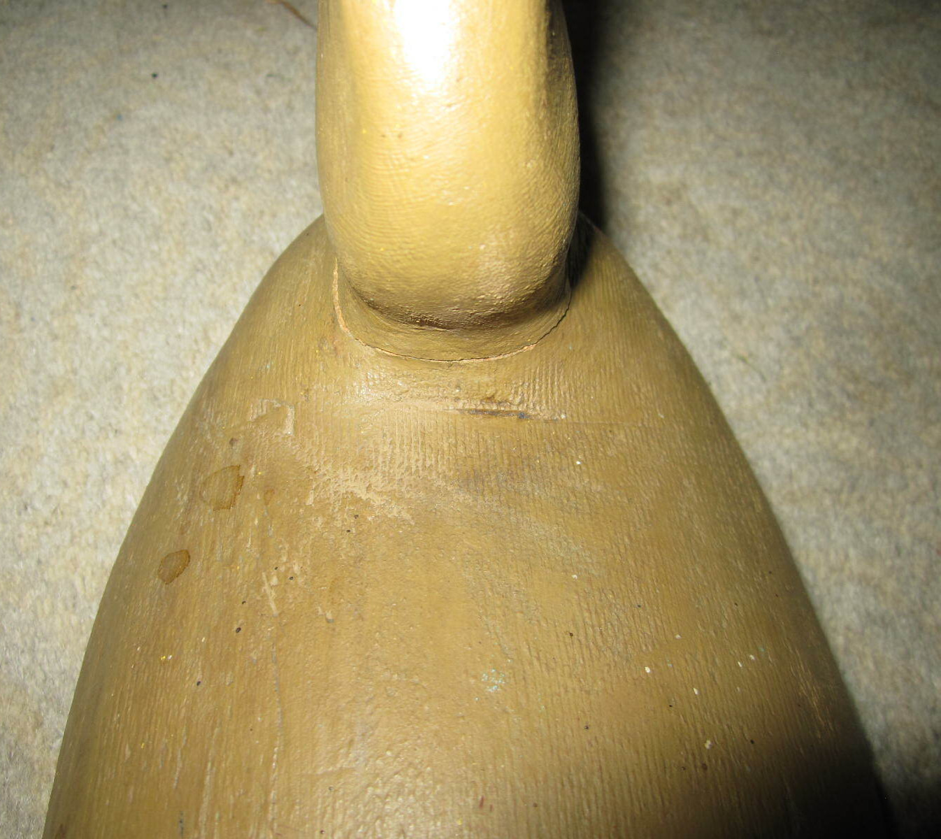Vtg hand painted hollow wooden tan mallard hen duck decoy w glass eye, unsigned