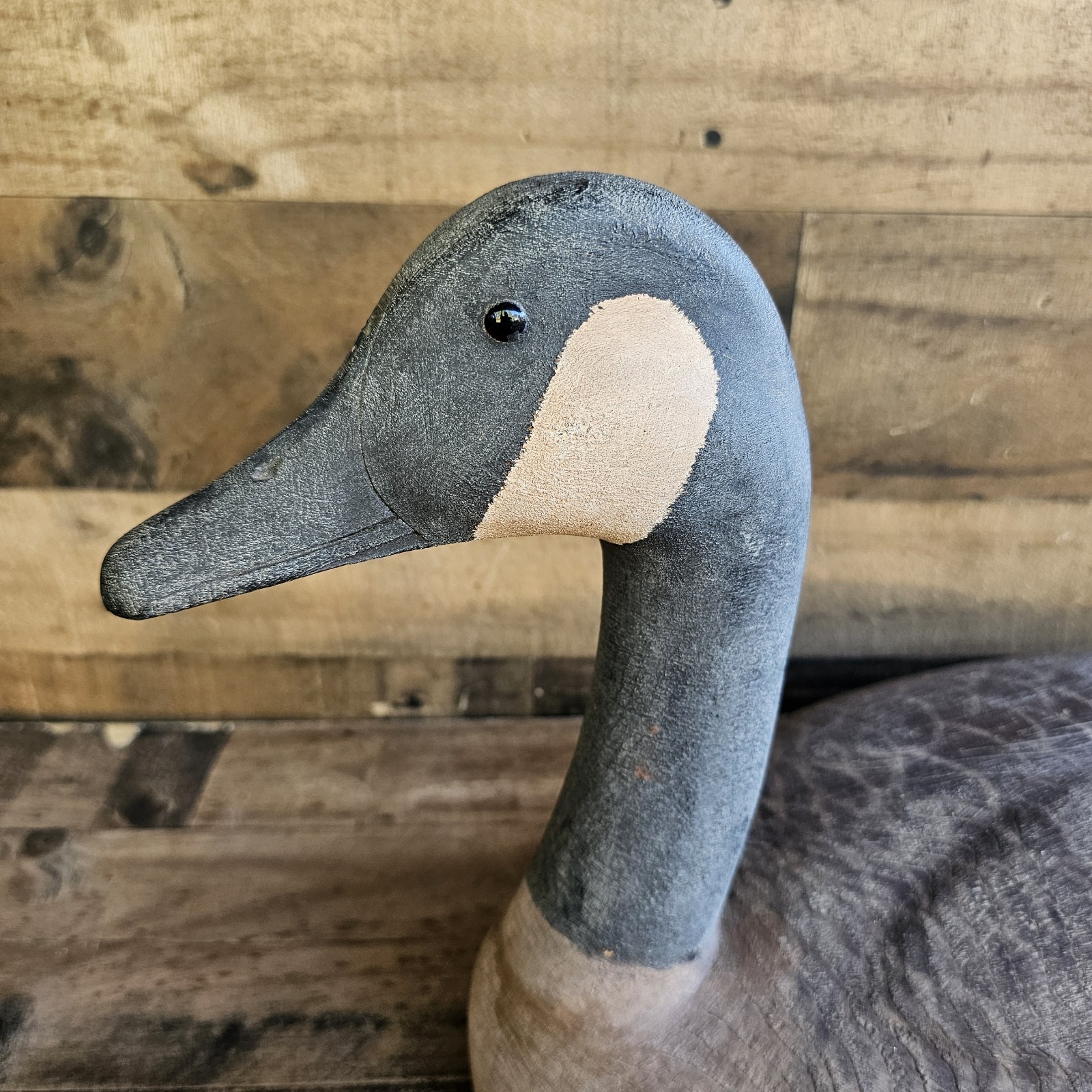 Vintage Carved Wood Canadian Goose Decoy Signed RJK