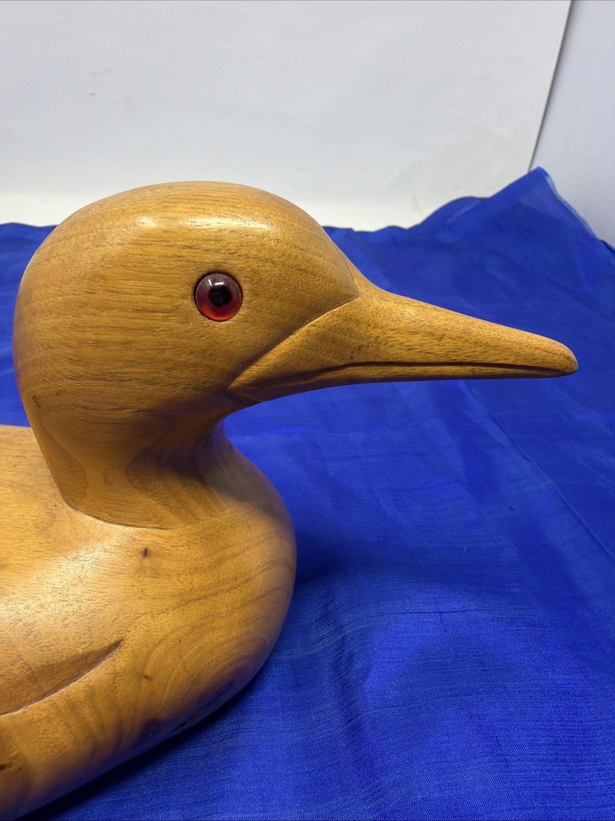 Loon Duck Decoy Hand Carved Inez Esse 1984 Wooden Bird Factory – Unpainted Blank