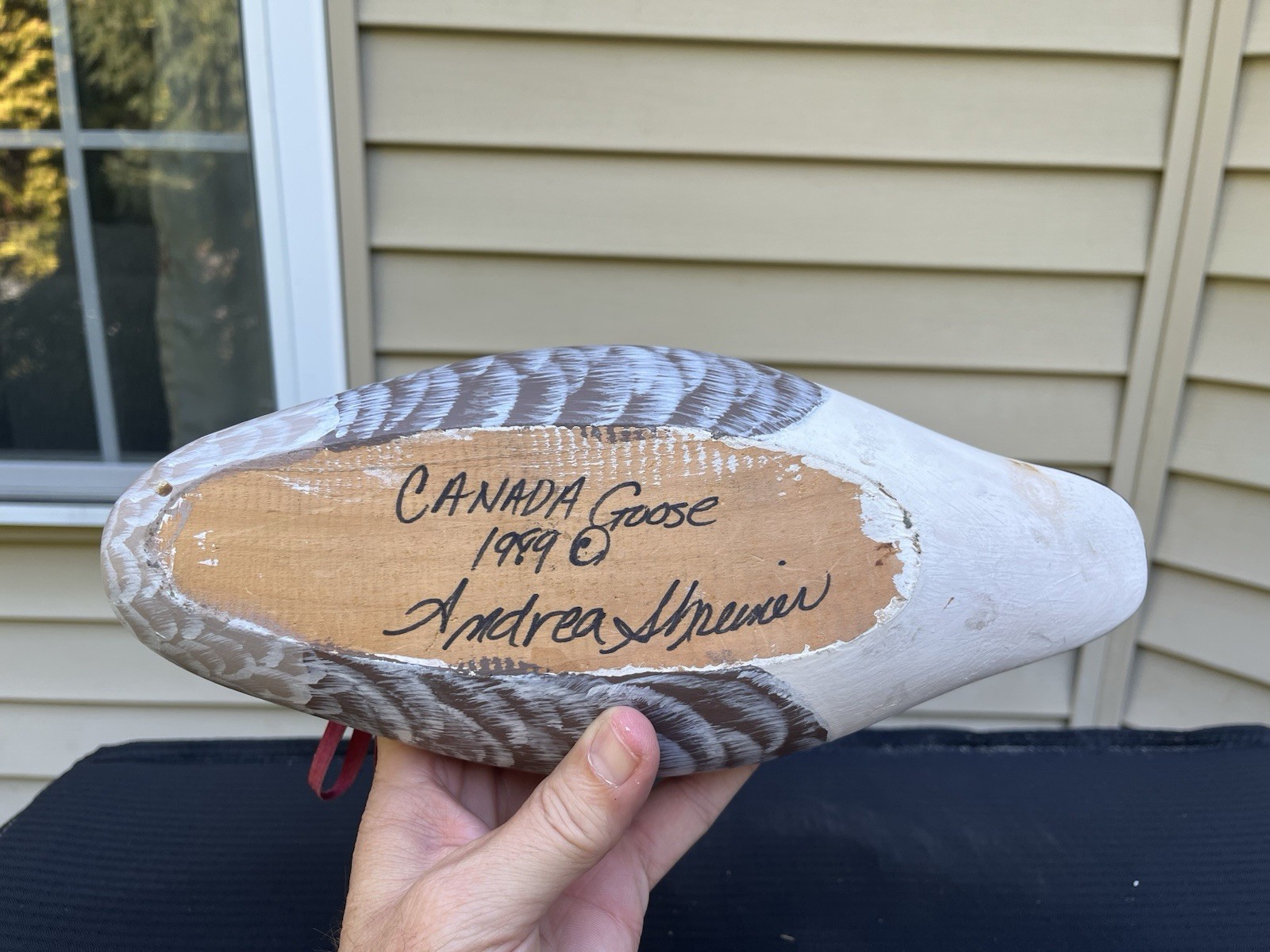 Andrea Shreiner Carved Painted Mid-size Canadian Goose Duck Decoy Signed 1989