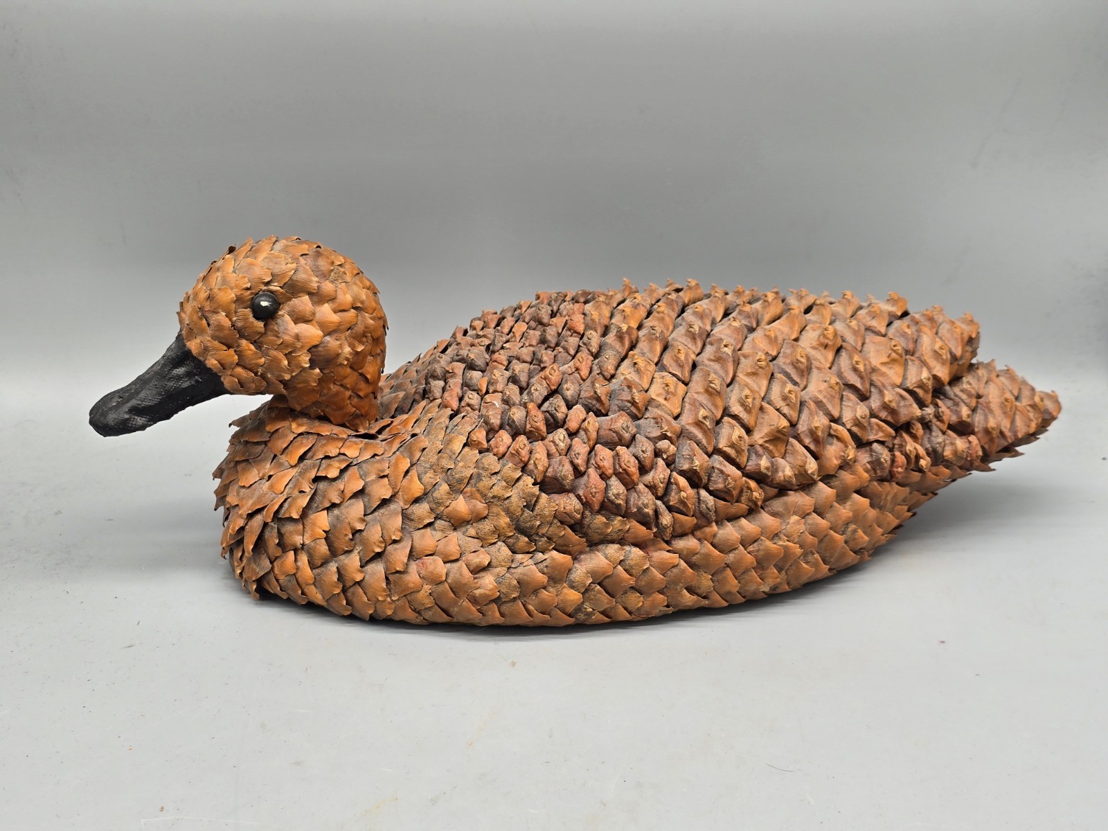 Vintage Folk Art Pine Cone Duck Decoy Figure