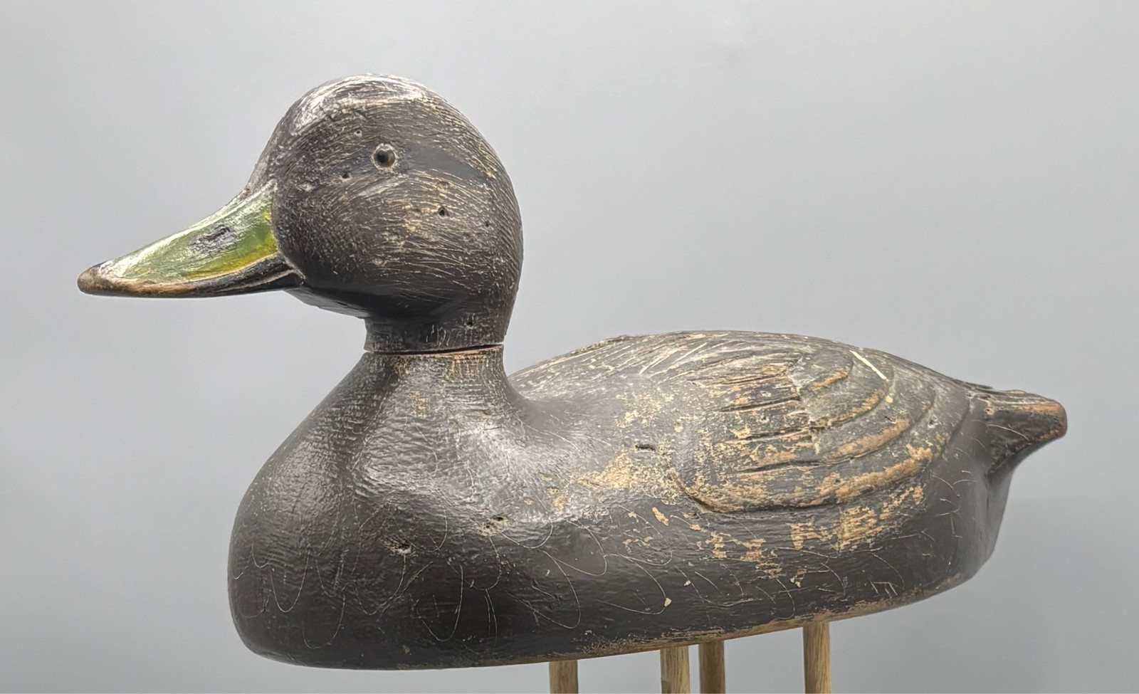*RARE* BILL COOPER (1886-1975) *QUEBEC* ANTIQUE BLACK DUCK DECOY CA 1930s-1940s