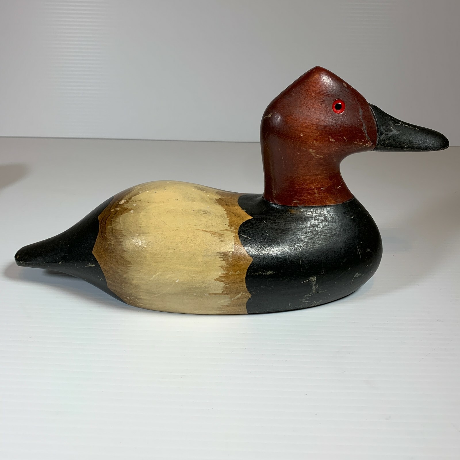 Ron Fisher signed Hand-Carved Hand-Painted Red Headed Duck Decoy