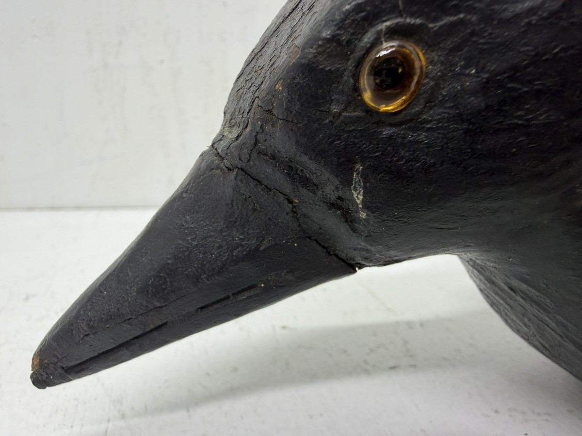 Antique 1930s-1940s Herters Solid Balsa Wood Crow Decoy/Decoration (READ)