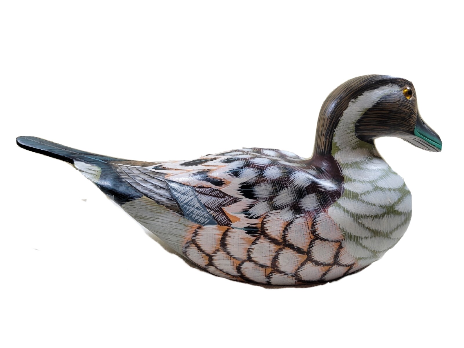 VTG. Duck Decoy Figure w/Glass Eyes, BEAUTIFULLY Handcarved & Painted, Preowned