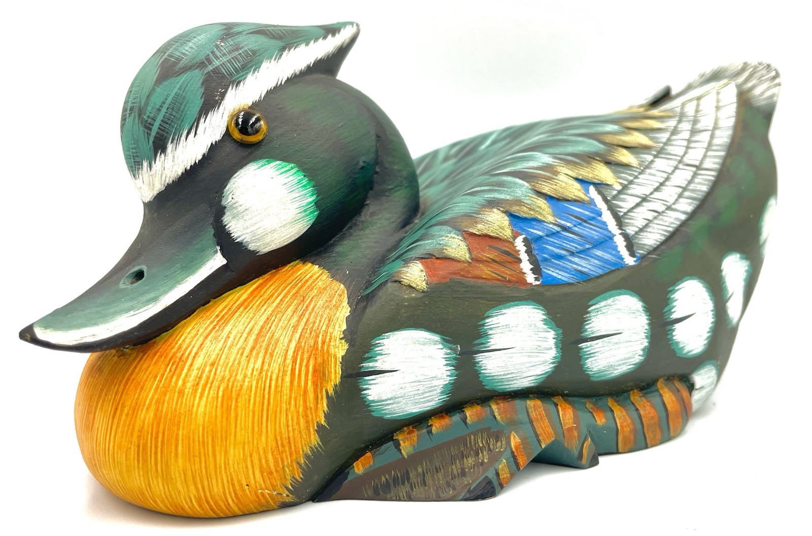 Vintage Duck Drake Decoy Wooden 8″ Handpainted Made In Peoples Republic Of China