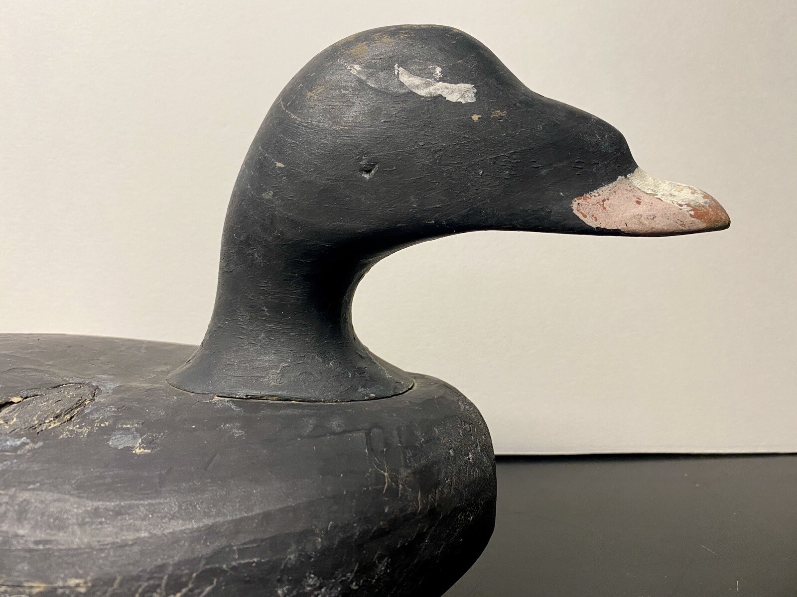 White-winged Scoter Duck Decoy, Vintage, Wood, Nailed in Head Set, Unsigned