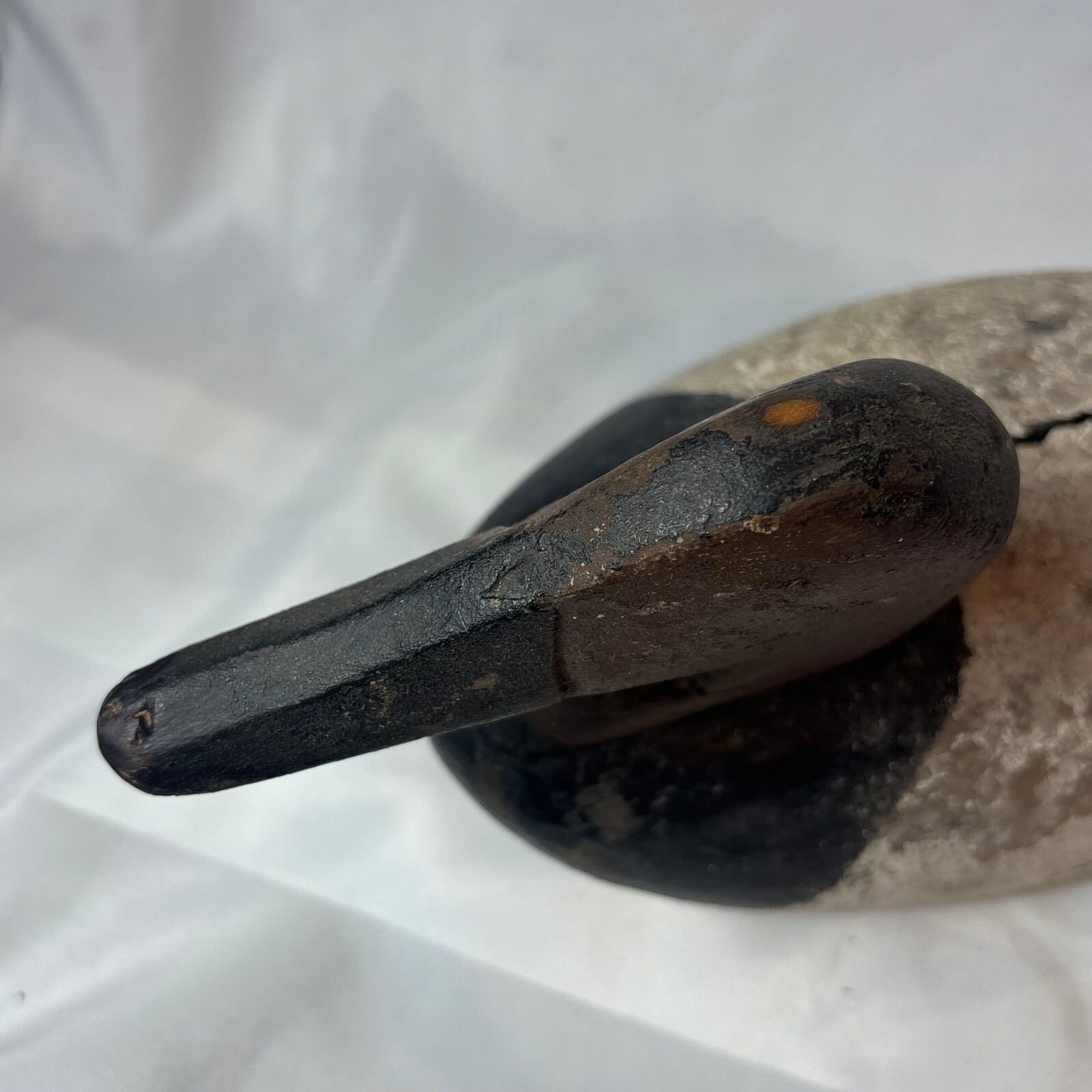 Vtg Working Canvas Back Duck Decoy With Strap & Weight Hand Made CHIPPY