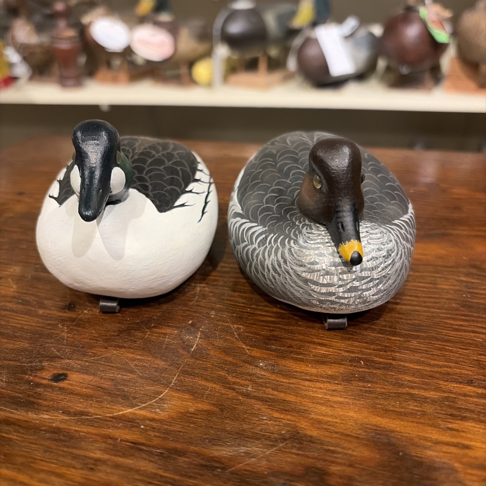 Vintage Minty Pair Miniature John Wood Goldeneye Duck Decoys Great Original Pair
