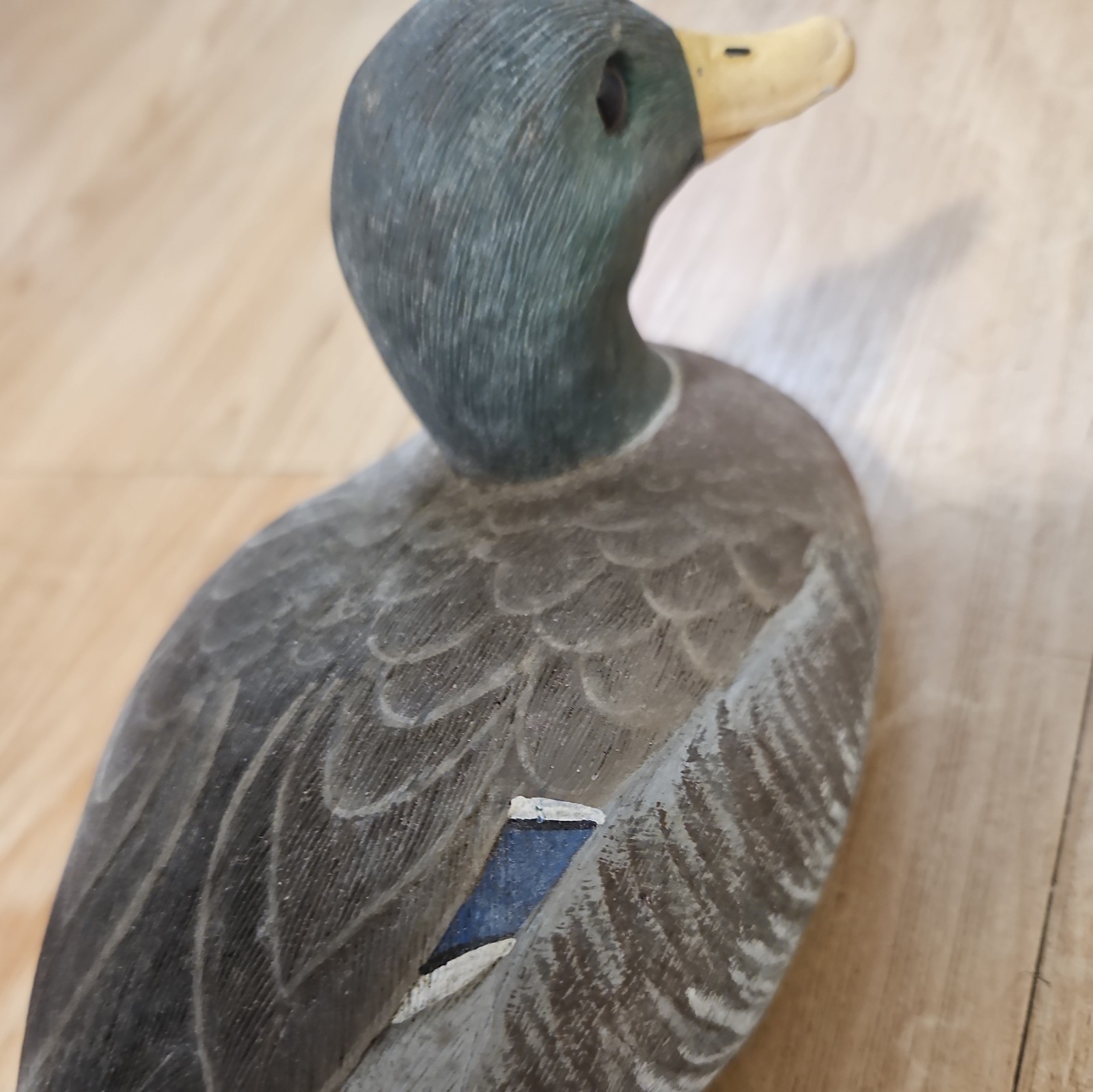 Vintage Mallard Drake Duck Decoy Hand Carved And Painted Signed
