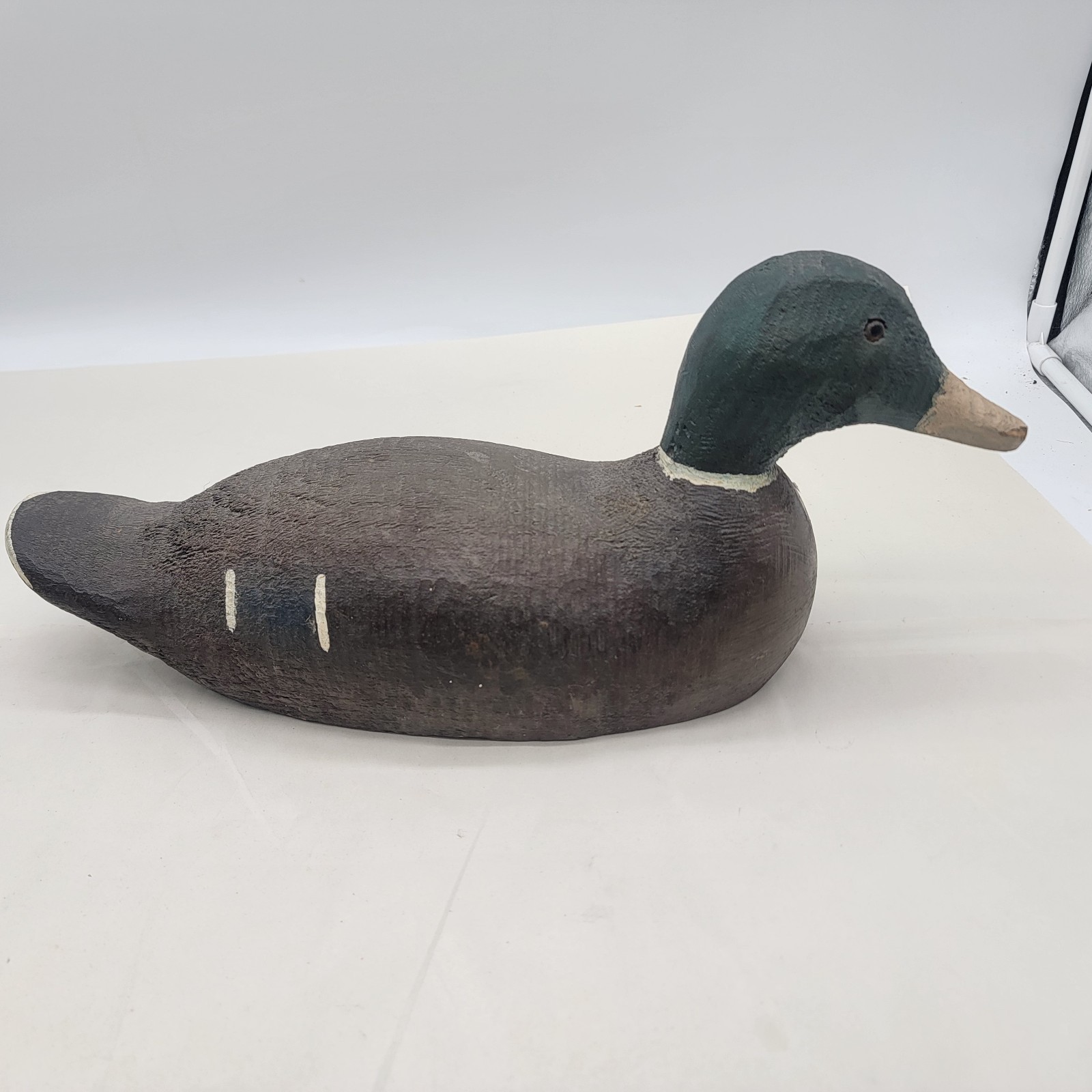 VINTAGE/ANTIQUE Animal Trap Co VICTOR Mallard Duck Decoy Wood Glass Eyes 40s-50s