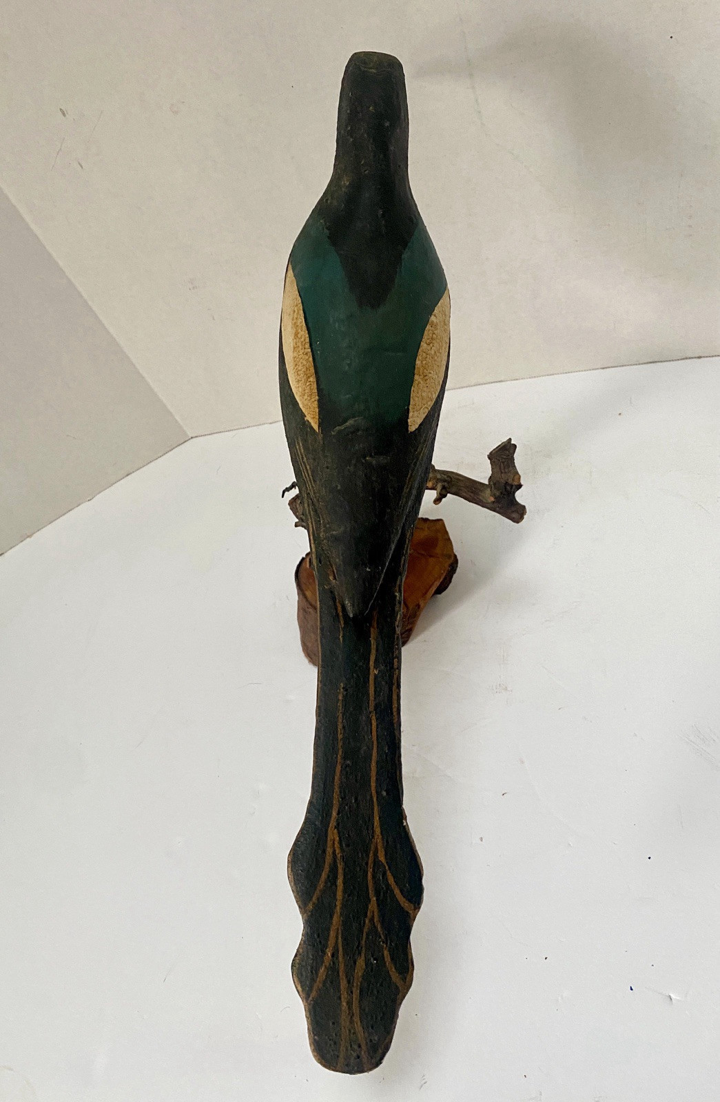 Vintage Magpie Bird Decorative Decoy, Glass Eyes, Wire Legs, Hand Painted