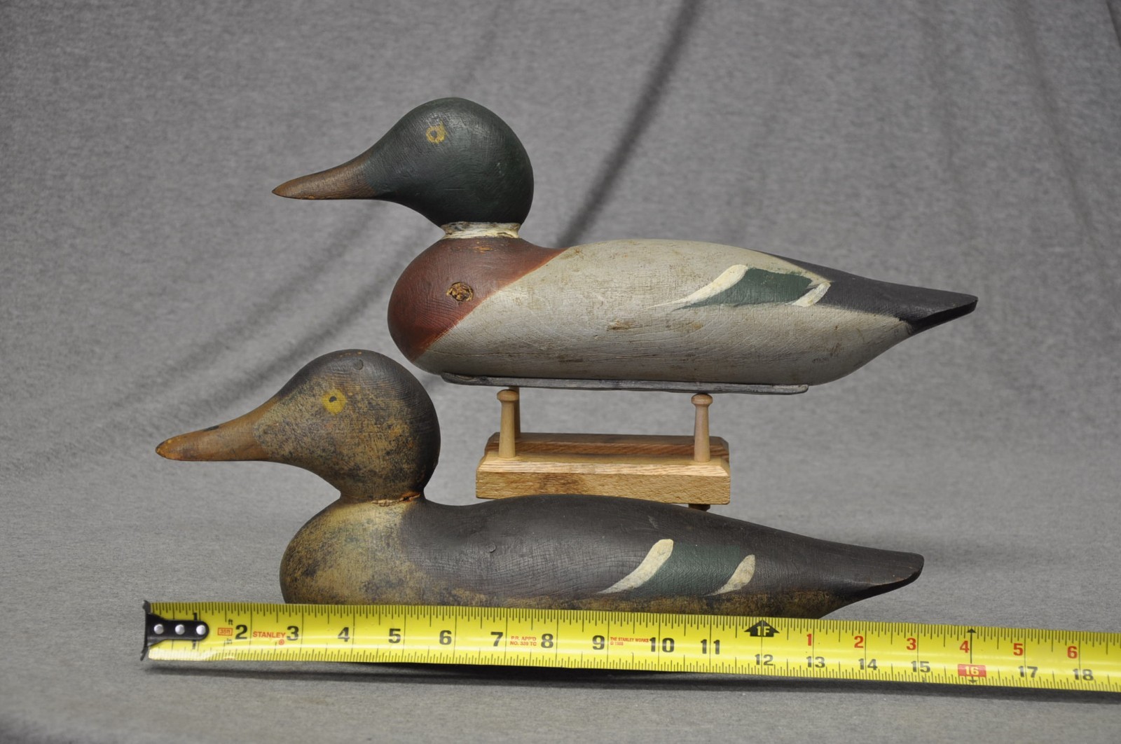 RARE EXCELLENT MASON PAINTED EYE MALLARD DUCK DECOYS ORIG PAINT/ NECK FILLER