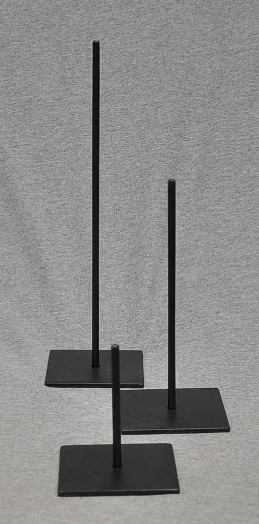 3- STEEL SHOREBIRD STANDS 1/4″ ROD 3-1/2″ X 3-1/2″ BASE BLACK 3-SIZES NO DECOYS