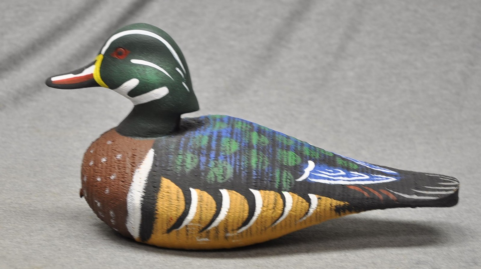 East Coast style WOOD DUCK drake duck decoy CARVED PAINTED EYES WMW “X”