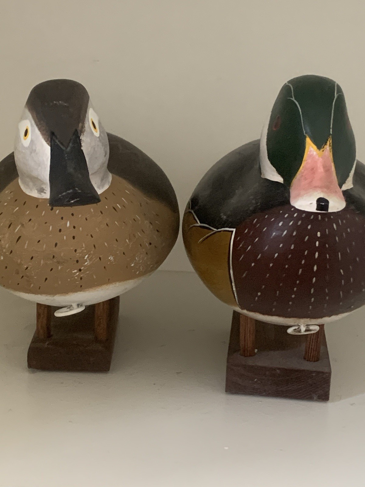 Pair Wood Duck Drake Hen Eastern Shore Maryland Decoys Dick Linda Robinson 2000