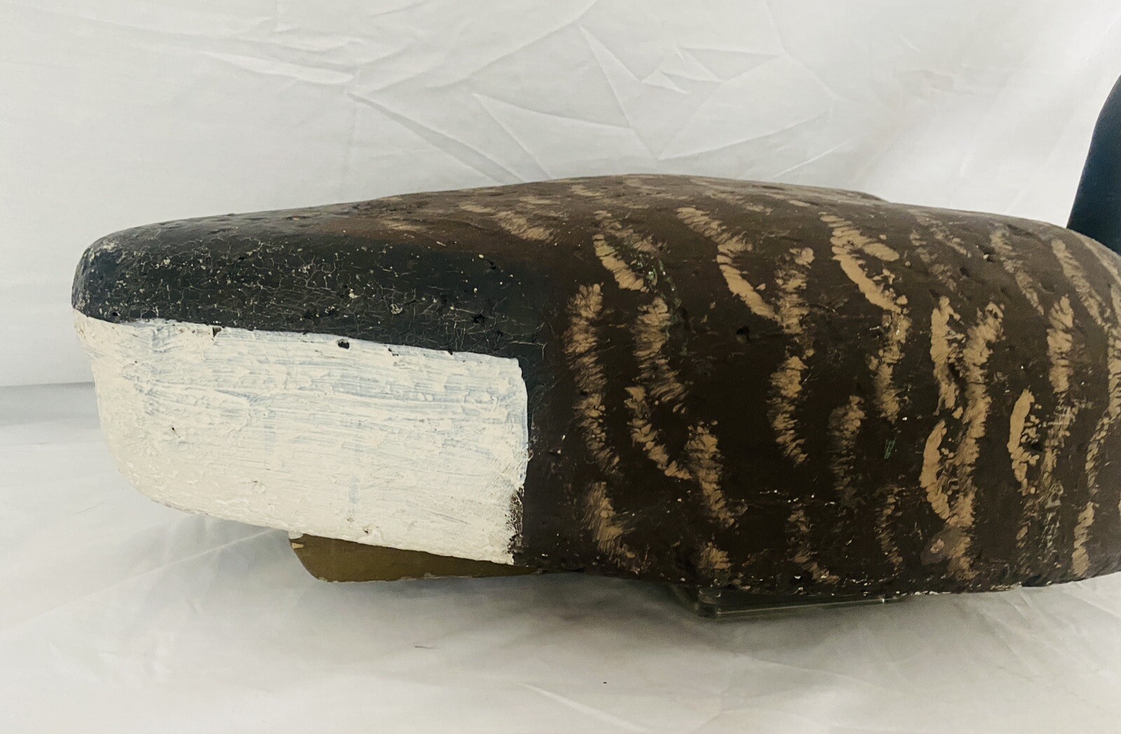 Vintage Corker Canada Goose Duck Decoy w/Wood Head, Weighted, Signed OM on Keel