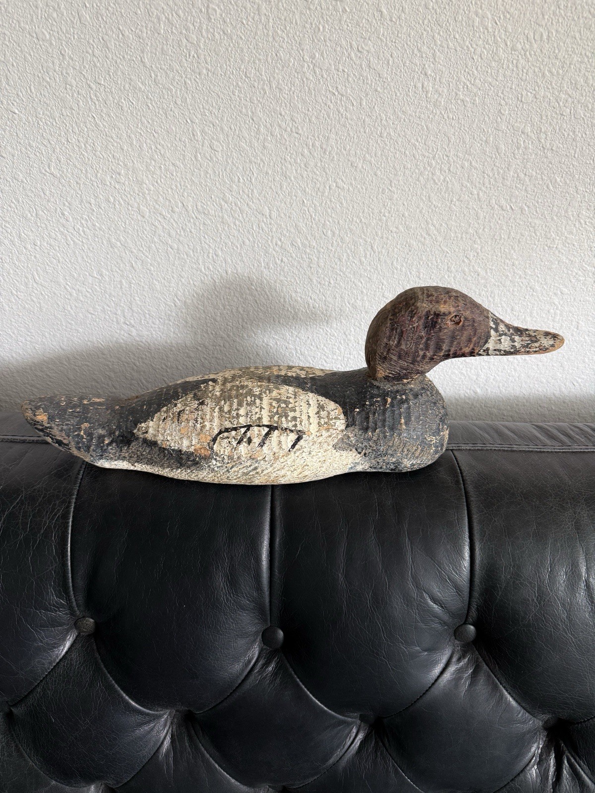 Antique Victor Animal Trap Company Wood Hand Carved and Painted Duck Decoy
