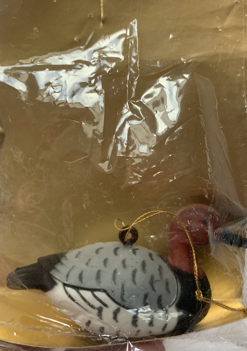 Vintage Duck Decoy Christmas Ornament Ceramic Miniature New Old Stock