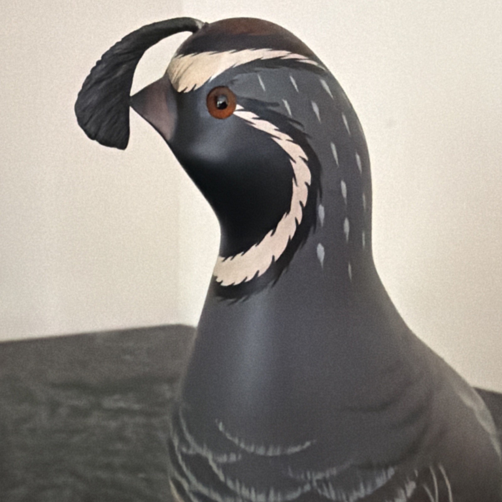 WESTERN QUAIL Hand Carved Painted Wooden Bird Signed Bill Schneck Ramsey NJ 1991