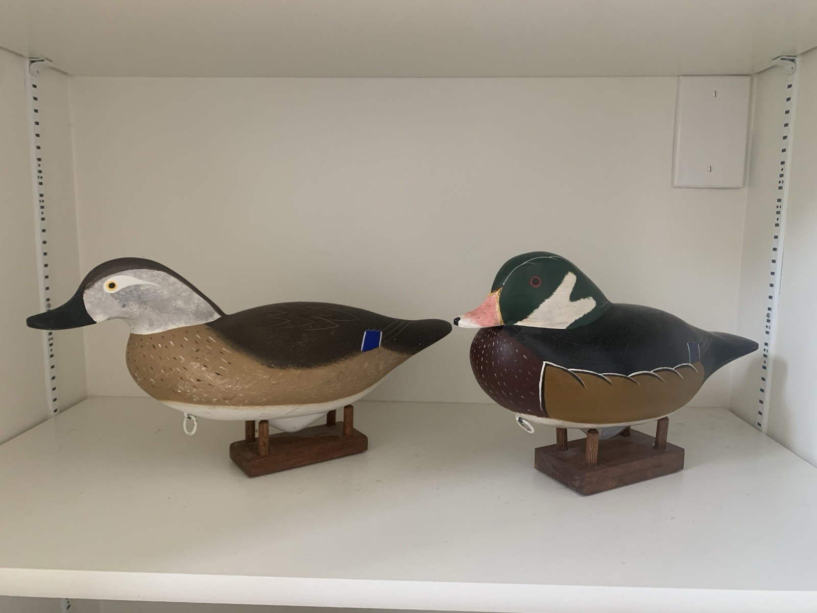 Pair Wood Duck Drake Hen Eastern Shore Maryland Decoys Dick Linda Robinson 2000