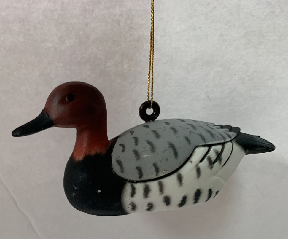 Vintage Duck Decoy Christmas Ornament Ceramic Miniature New Old Stock