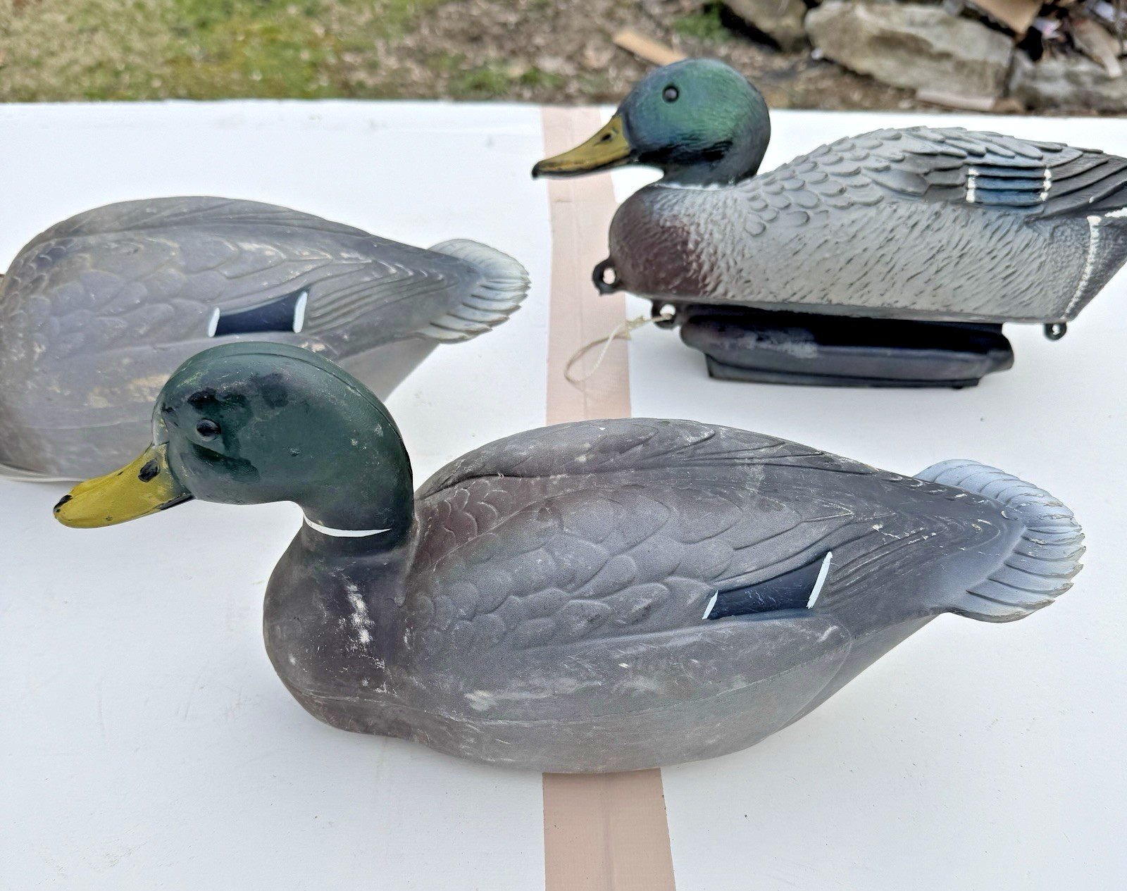 Lot of 3 Duck Decoys Sport Plast Germano Drake Mallard Feather Lite Deluxe Italy