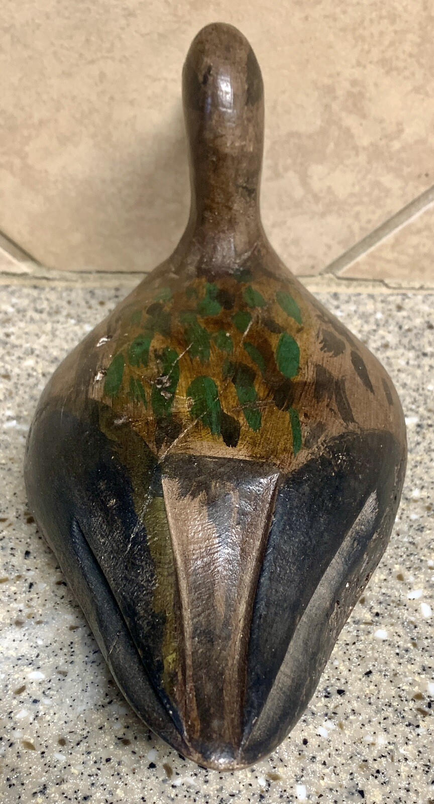 Antique Hand Carved Hand Painted Wood Duck Decoy 11” x 5” x 6” Folk Art