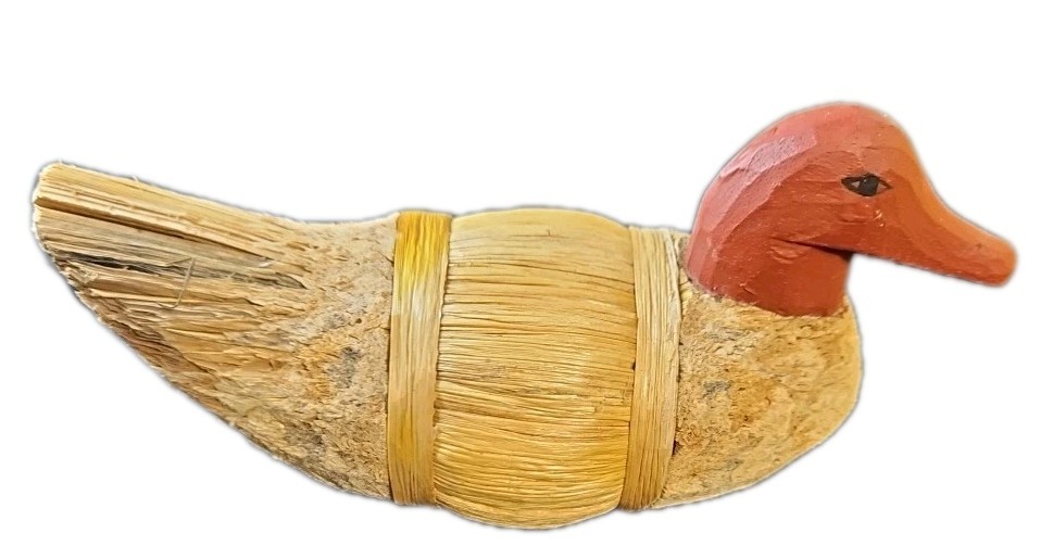 Handmade Wood Cornstalk Duck Decoy Folk Art Stock #74812