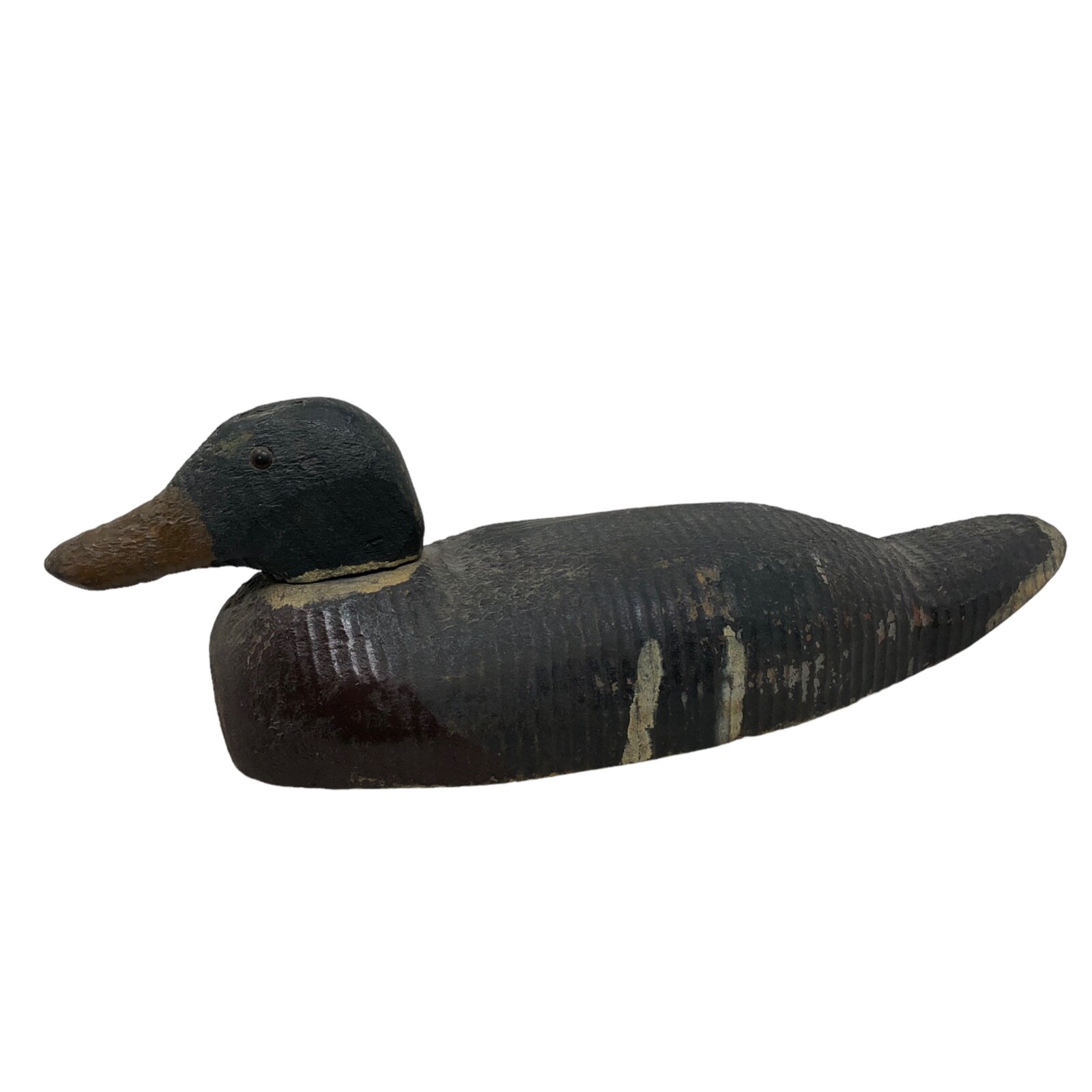 VTG Wood Mallard Duck Decoy Marked Victor Movable Head Glass Eyes