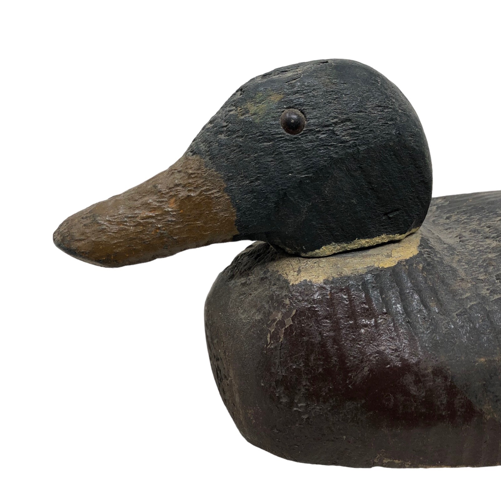 VTG Wood Mallard Duck Decoy Marked Victor Movable Head Glass Eyes