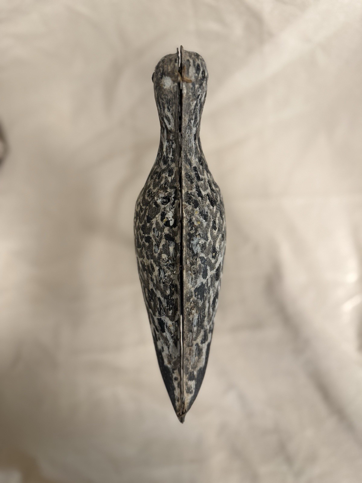 ANTIQUE STRATER & SOHIER (ATTRIBUTED) BLACK-BELLIED PLOVER TIN SHOREBIRD DECOY