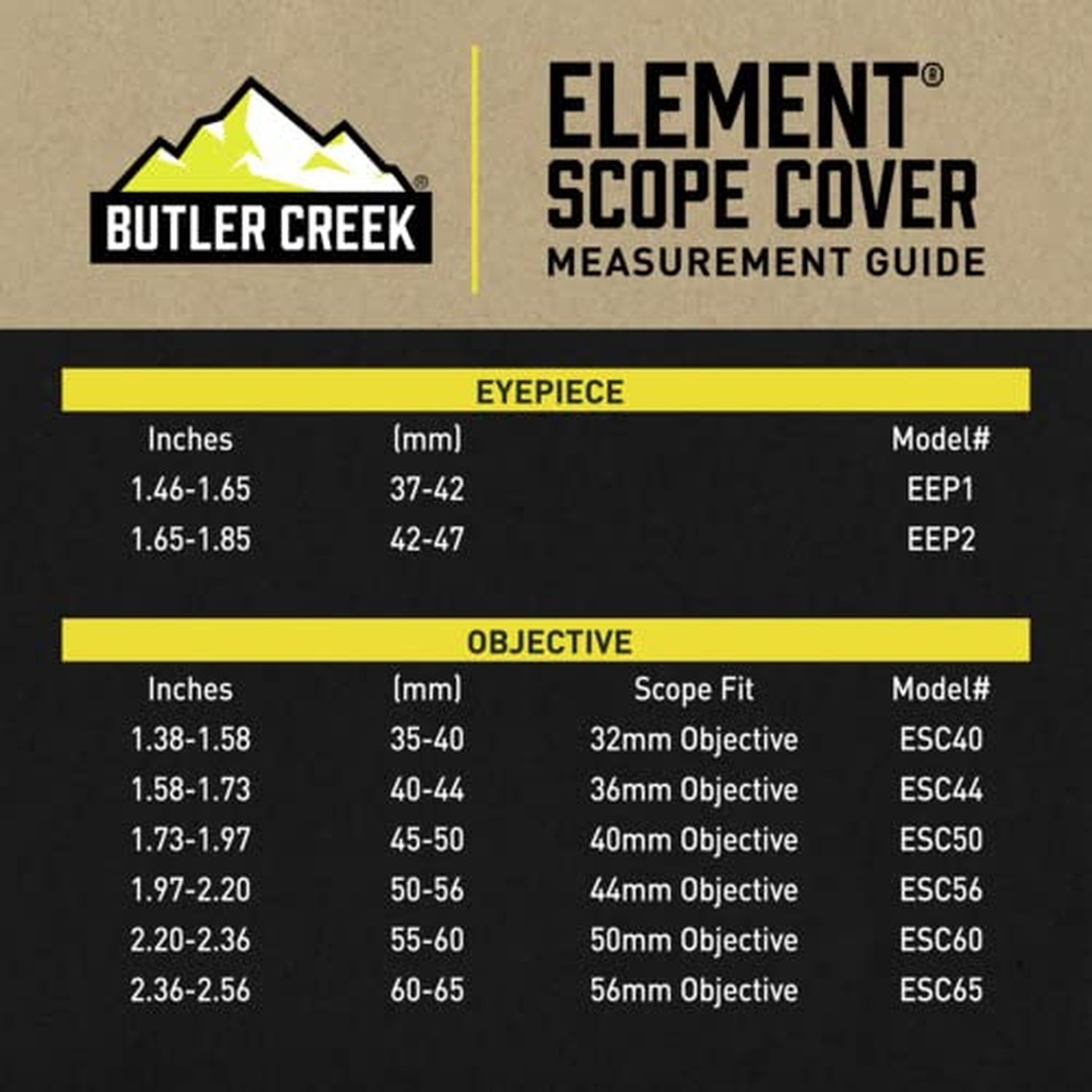 Butler Creek Element Scope Cap Objective 50mm, Black Riflescope Cap ESC50