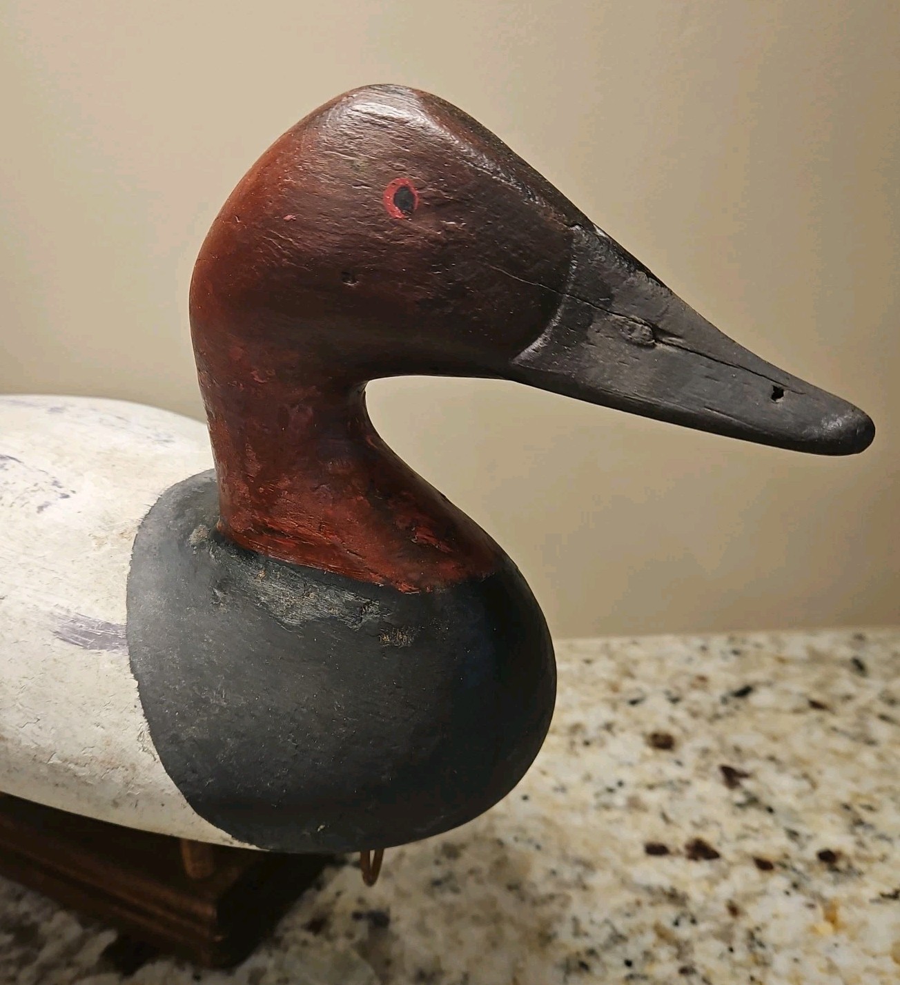VINTAGE RETIRED CANVASBACK DUCK DECOY, Solid Wood, stand not included
