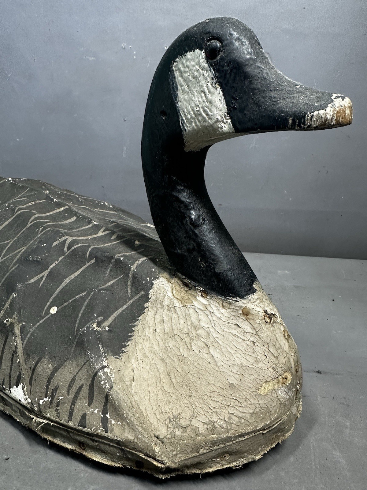 1940’s Vintage CURRITUCK NC Old CANADIAN GOOSE Canvas On Wire FRANK CARTER DECOY