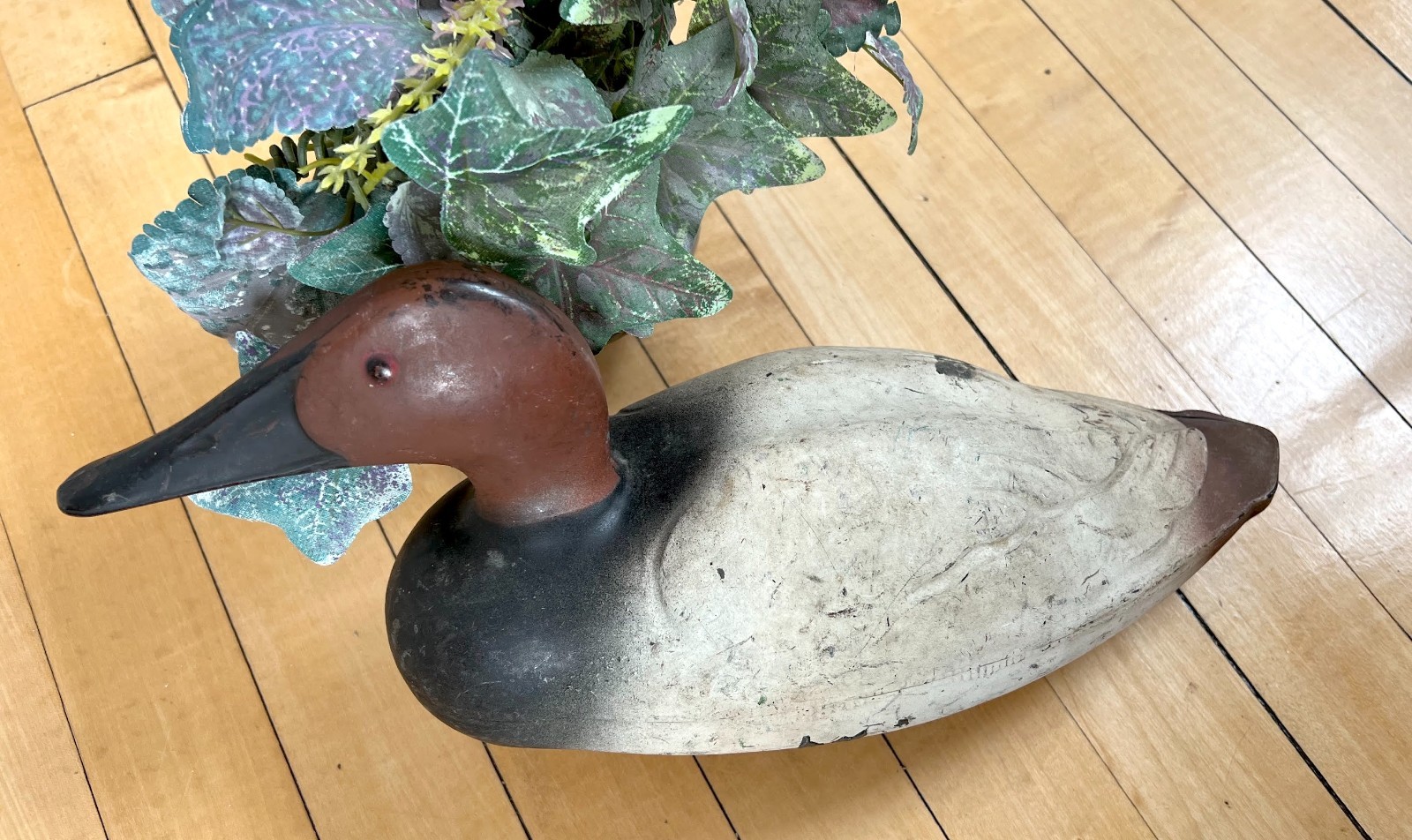 Vintage Decoy Canvasback Drake 14″ Duck Distressed Feather-Lite K. C. Kansas USA