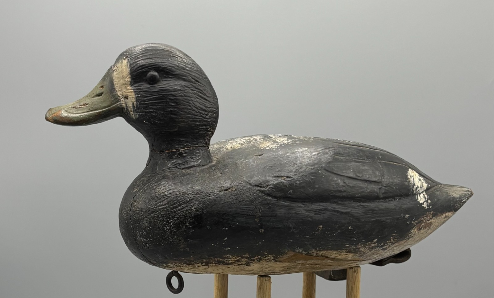 *QUEBEC* ORIGINAL PAINT *UNUSUAL* BLUEBILL ANTIQUE DUCK DECOY