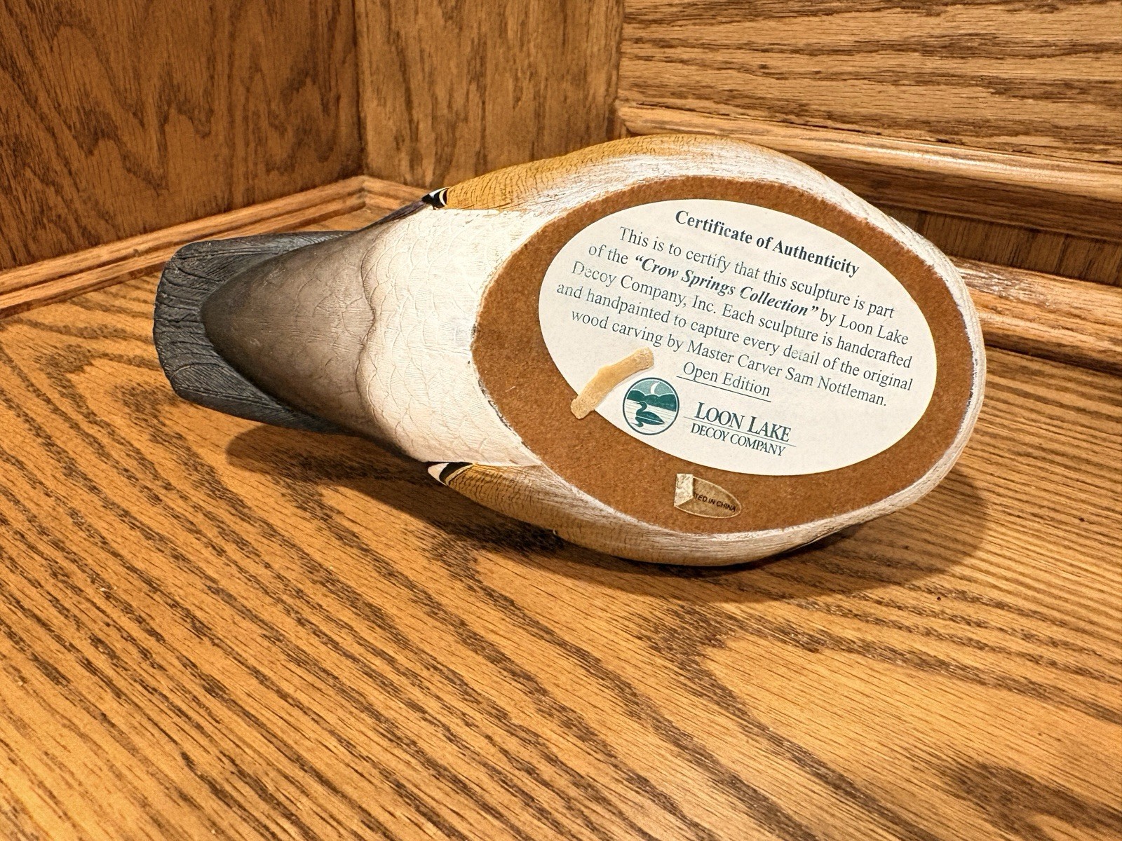 VTG Loon Lake Decoy Co Crow Springs Wood Duck Sculpture Sam Nottleman