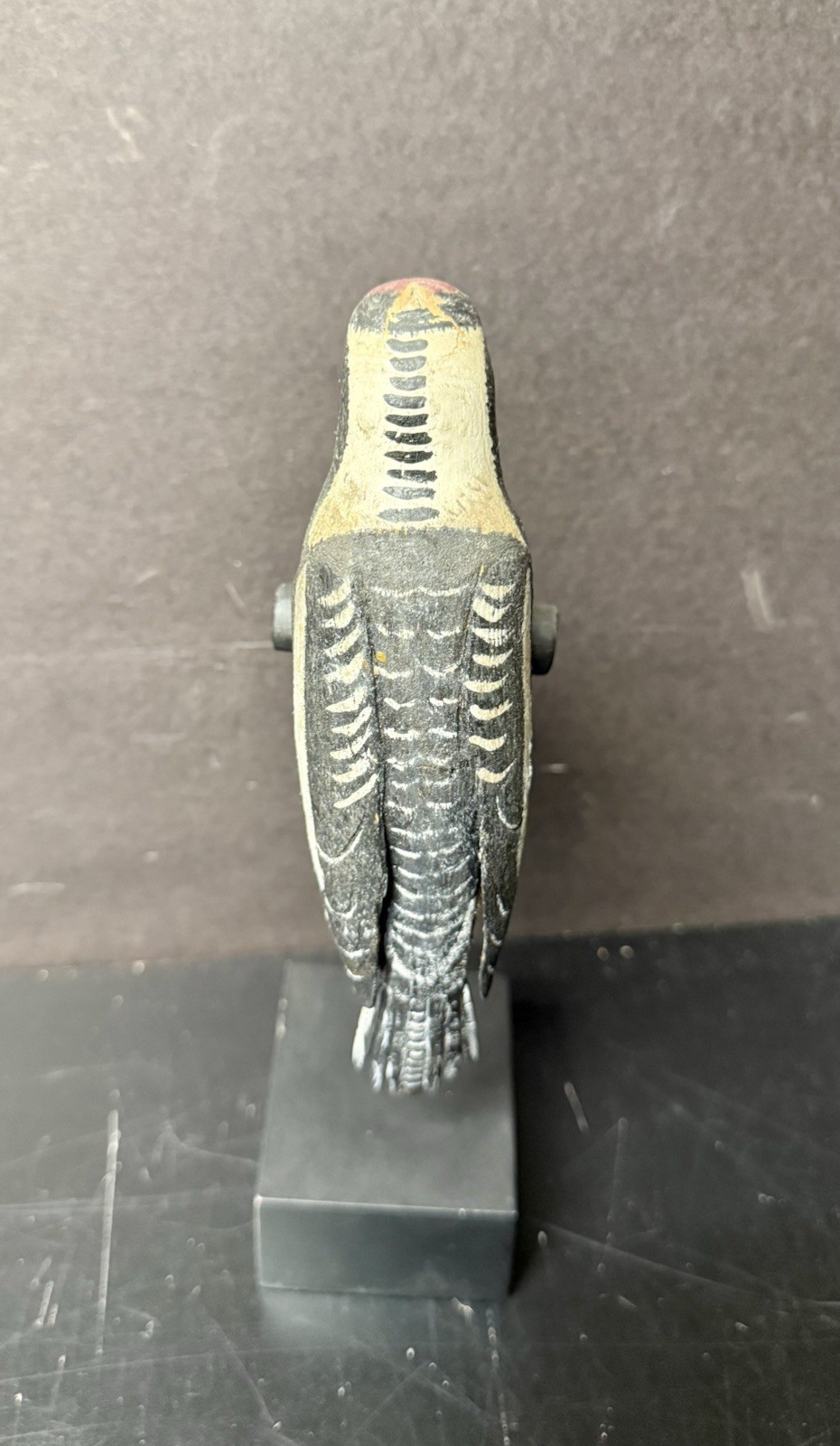 Yellow-bellied Sapsucker Carved Decoy on Display Perch/Stand, Antique, Unsigned