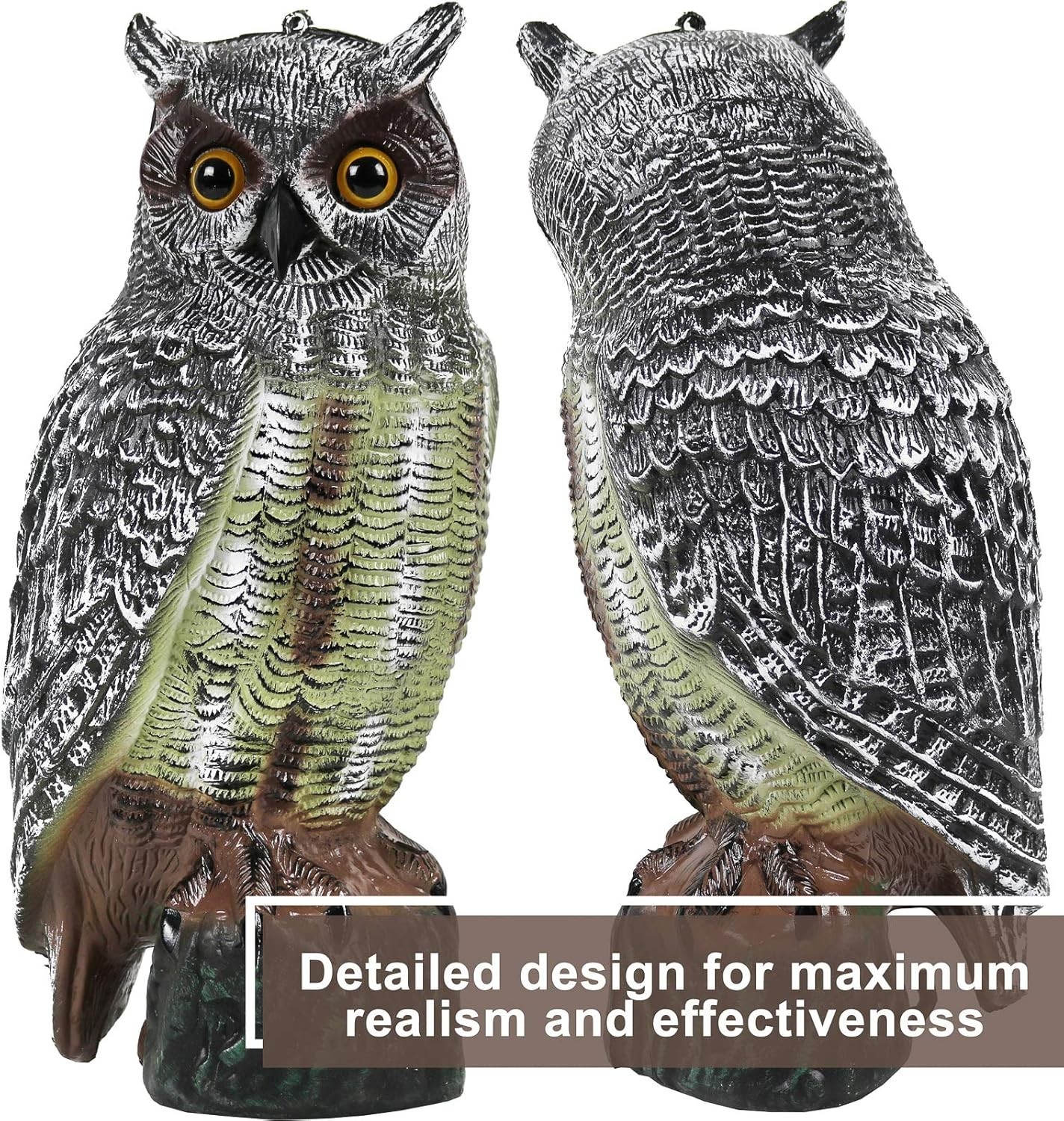 Realistic Water-Resistant Owl Decoy – Multicolor Garden Decor & Pest Control