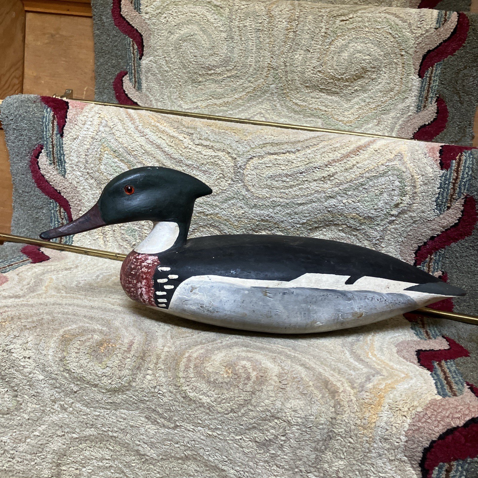 Vintage Duck Decoy Merganser Hurley Conklin New Jersey Folk Art Duck 17.5” Art
