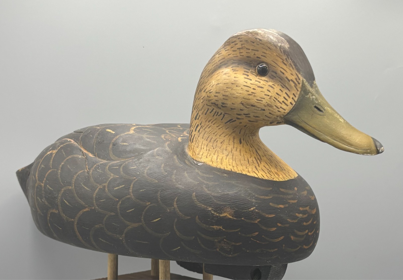 ***ORIGINAL PAINT*** OVERSIZED BLACK DUCK VINTAGE DECOY W/ UNUSUAL SWING WEIGHT