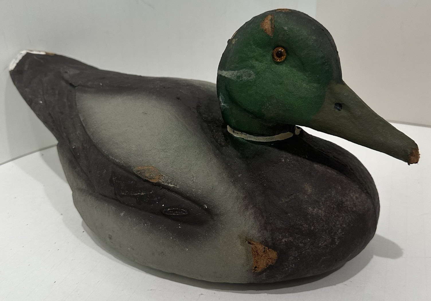 Vtg. Carry-Lite Duck Decoy Mallard Male Paper Mache Hunting Lodge Decor 1939-69