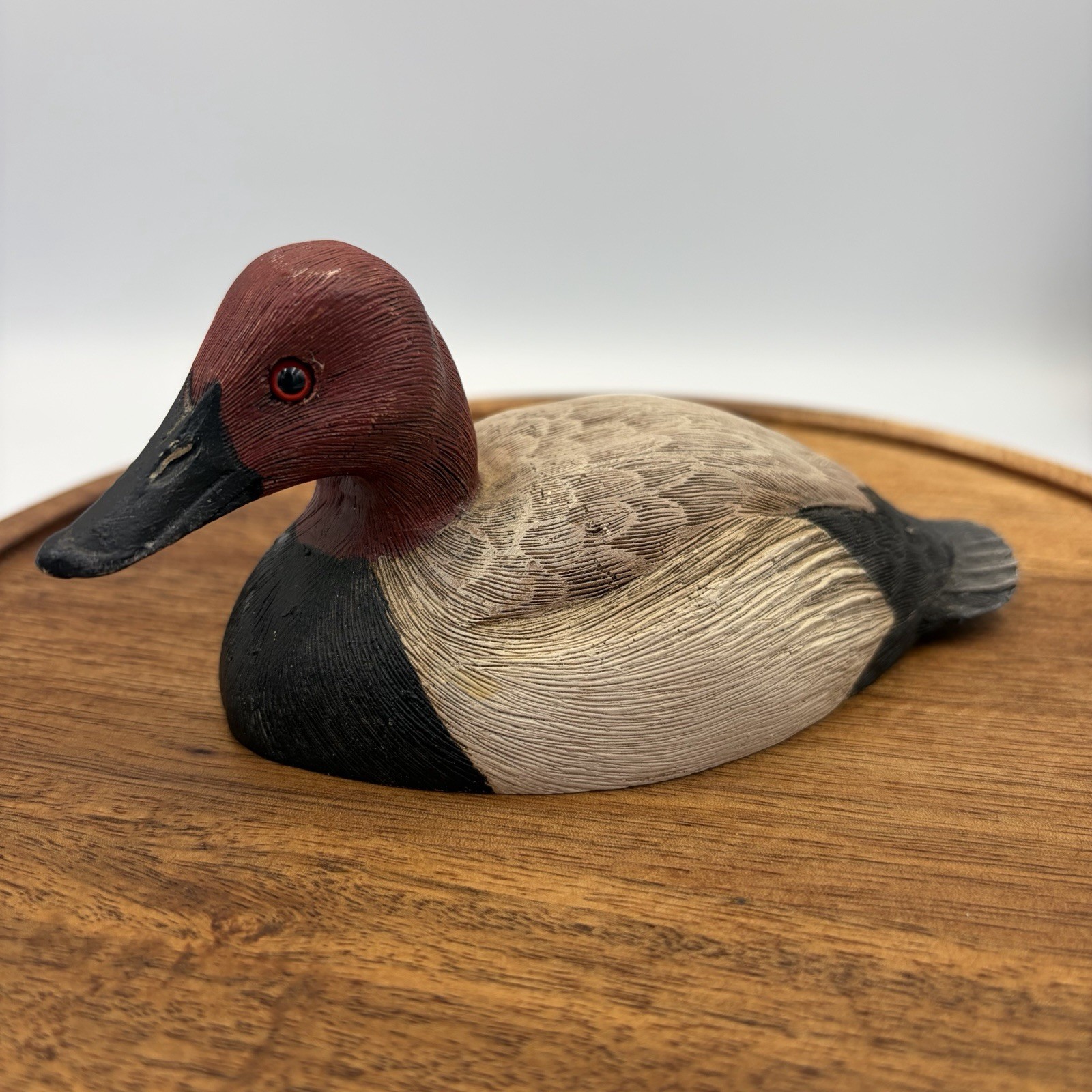 Hand Carved Wood Canvasback Duck Decoy MD 1989 Signed J.R. Williams Glass Eyes